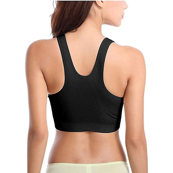 Sport-BH för kvinnor med dragkedja framtill, trådlös BH efter operation, aktiv yoga-BH grey purple 3XL
