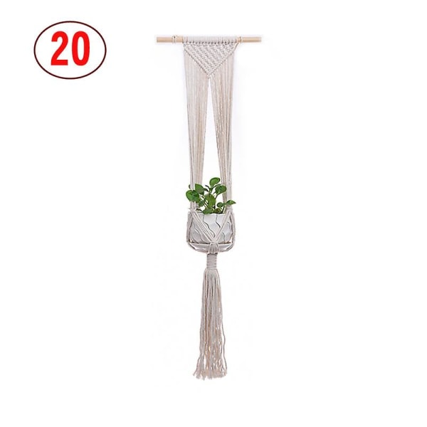 2 st Macrame växt hängare vit handgjord bomullsrep inomhus utomhus hängande växtkruka 20
