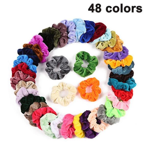 Hius sametti Scrunchies Pack hiusnauhoja, hiuskoristeet tytöille 48PCS
