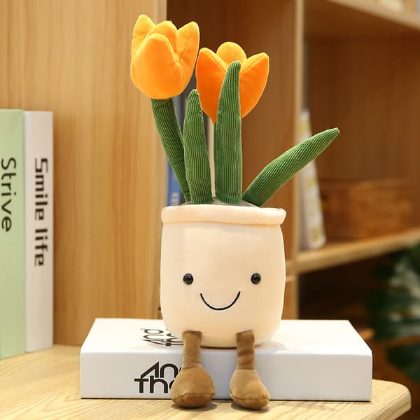 Söta simuleringsblomdockor prydnader vardagsrum tulpanbukett plyschleksak docka flicka söt orange