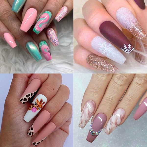 500 stk./æske klare falske negle patches klare negleforlængelse lange ballet manicure patches