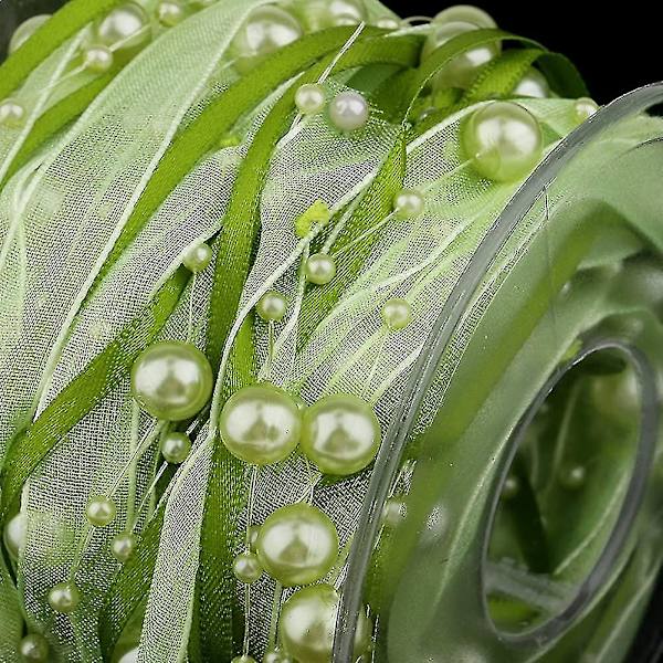 10 metrin helmihelminauha, helminauha, lahjanauha, koristenauha helmillä Green