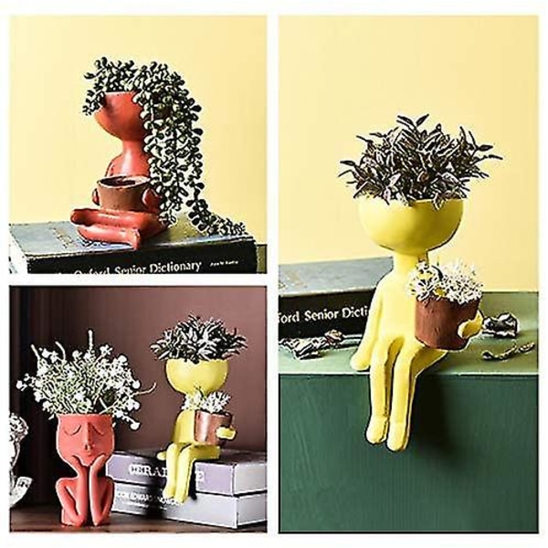 Blomsterpotter Sukkulenter Vase Gresk Statue Blomsterpotter Hjem Hagedekorasjon RED
