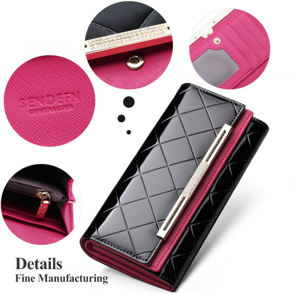 Plånbok för kvinnor Lång plånbok med stor kapacitet Handväska i europeisk och amerikansk mode kohud plånbok i äkta läder