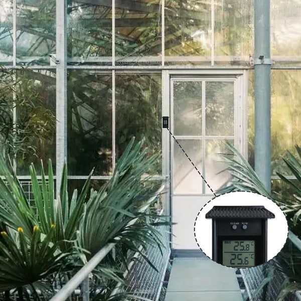 Digital Max Min drivhustermometer for innendørs eller utendørs bruk, enkelt veggmontert svart