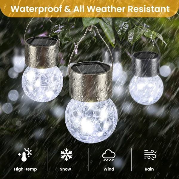 10 Pak Udendørs Solcellelamper, Dekorative Revnede Glas Solcellelamper, Revnede Glas Solcellelamper