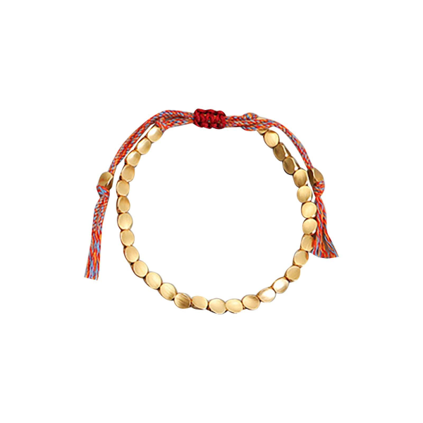 2 stk. tibetansk buddhistisk flettet bomull kobberperler lykke tau armbånd bangle