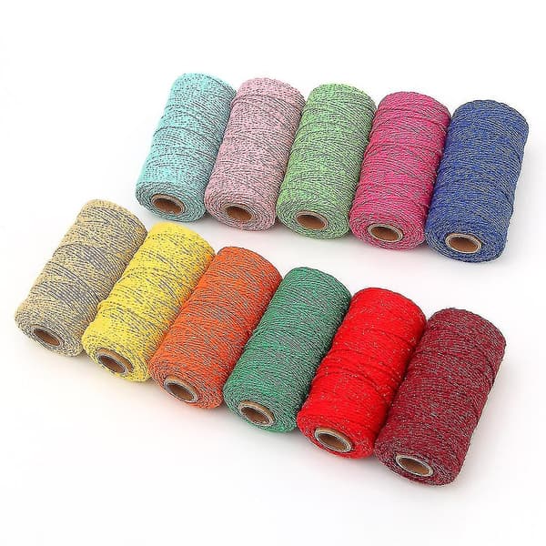 2mm 100m Bomuldsgarn Snor 8 Lag Solid Farve Ferie Dekorative Tråd Til Diy Håndværk Gave Bage Indpakning Brown 1 Pack