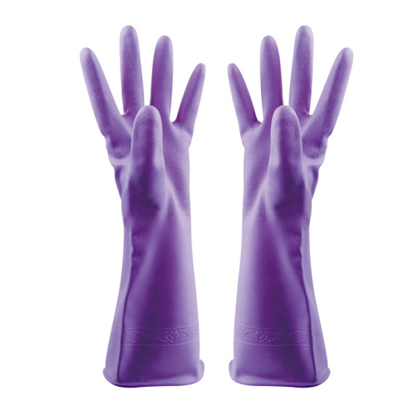 Blå-M-Damtvätt Handskar Förtjockning PVC Hushållsrengöring Vattentät Handskydd Latex Hållbar Tvätt Tvättborste Skål Ek