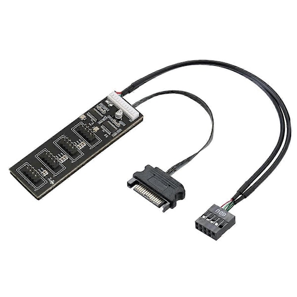 9-Pin USB Header Splitter med SATA Strömkabel, Intern USB Hub Förlängning USB 2.0 Splitterkontakt för Moderkort
