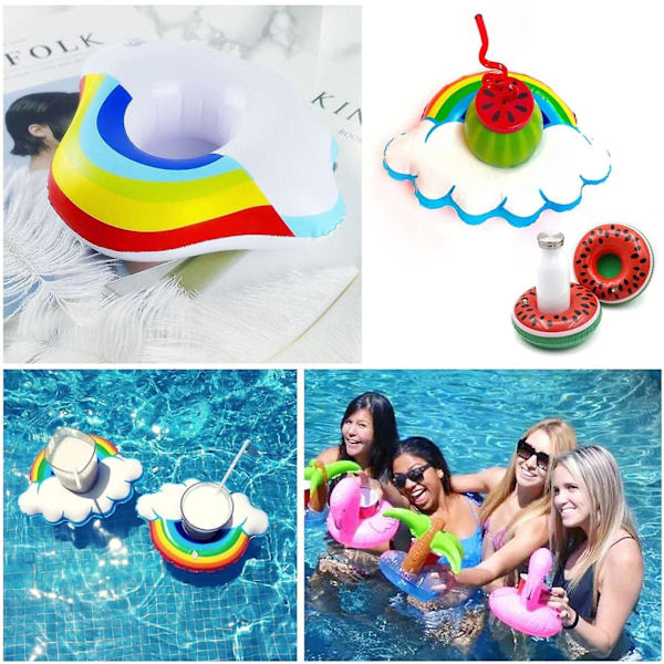 6-osainen puhallettava kuppiteline, kylpyläjuomien pidike, puhallettava uima-allas, uima-altaan lelut, sopii juhliin, lomille ja uintiin watermelon 2