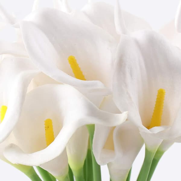10 kpl Elegantti Elävä Tekosilkkikukka Calla Lily -kimppuja White