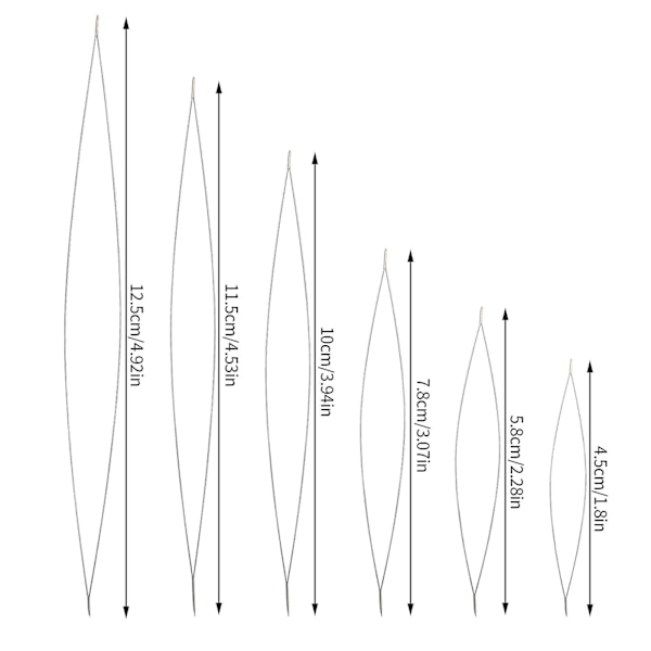 18 stk perlenåler, 6 størrelser perlenåler store øyep perlesnål perlenål med nåleflaske