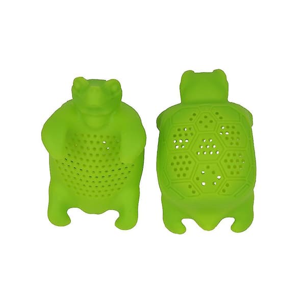 Silikon tesil i form av en skilpadde, teinfuser for løs te, tefilter, diffuser, kjøkkenutstyr, dingser (grønn)