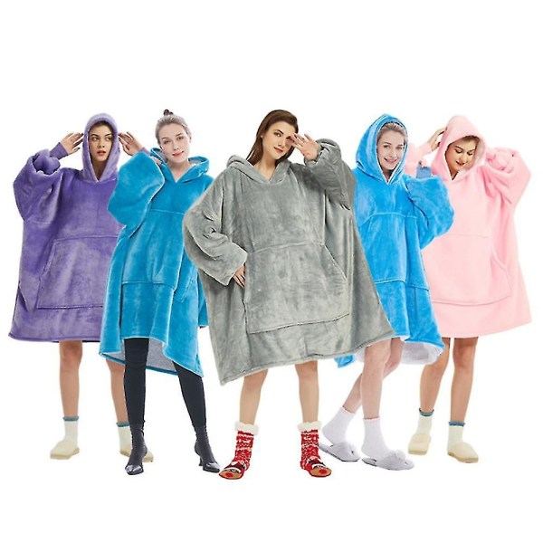 Överdimensionerad bärbar filttröja, bekväm pullover för vuxna män och kvinnor Pink