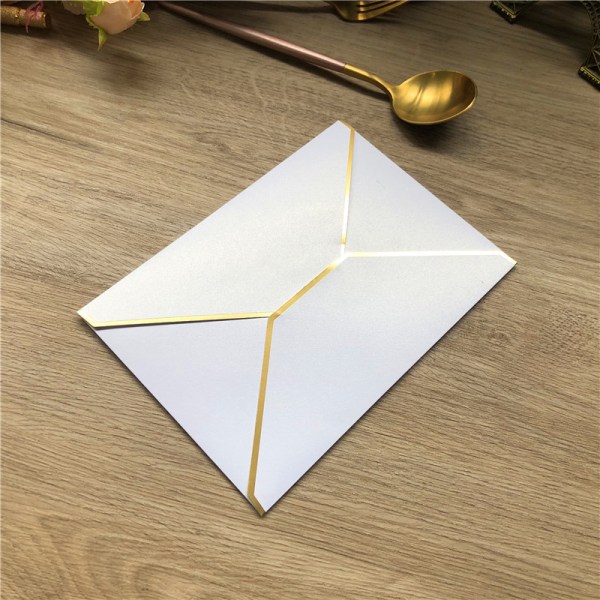 12 stykker gullkantede konvolutter rektangulært invitasjonsbrev gratulasjonskort perleskimrende papirkonvolutt