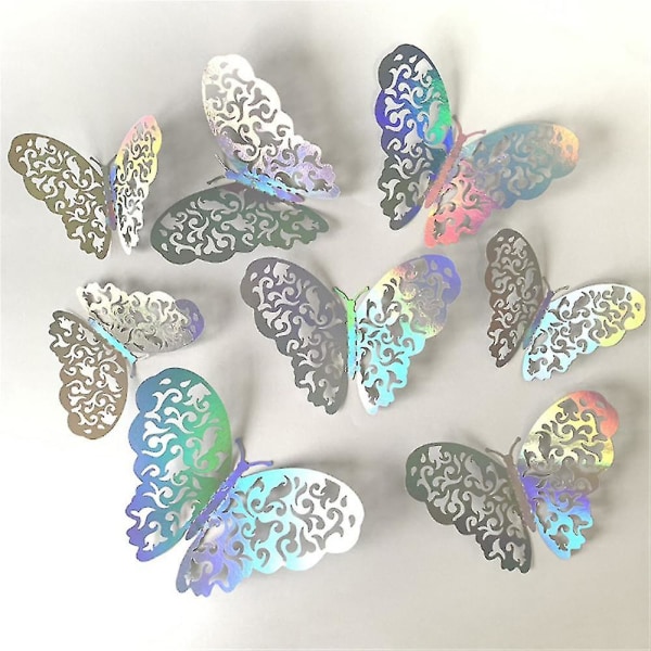 72 stk hul sommerfugl veggklistremerke 3d hul papir sommerfugl Color3
