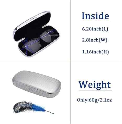 Briller Etui Stribet Aluminium Hard Shell Briller Etui Sølv