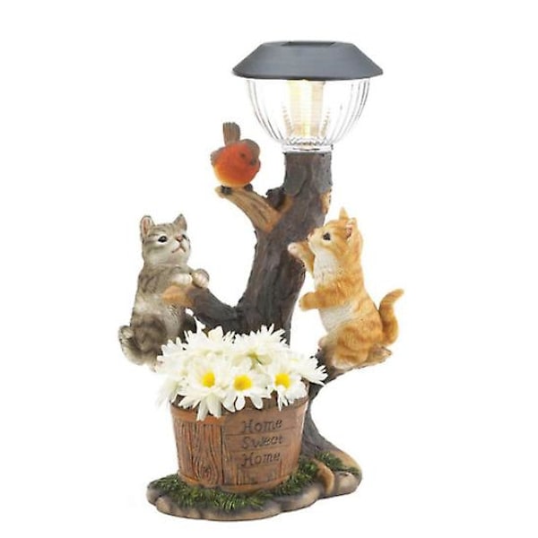 Djurlampa Katt Klätter Gräsmatta Lampa Solträdgård Ekorre Staty Prydnad Estetisk Kawaii Hem Rum Skrivbord Dekoration Tillbehör B