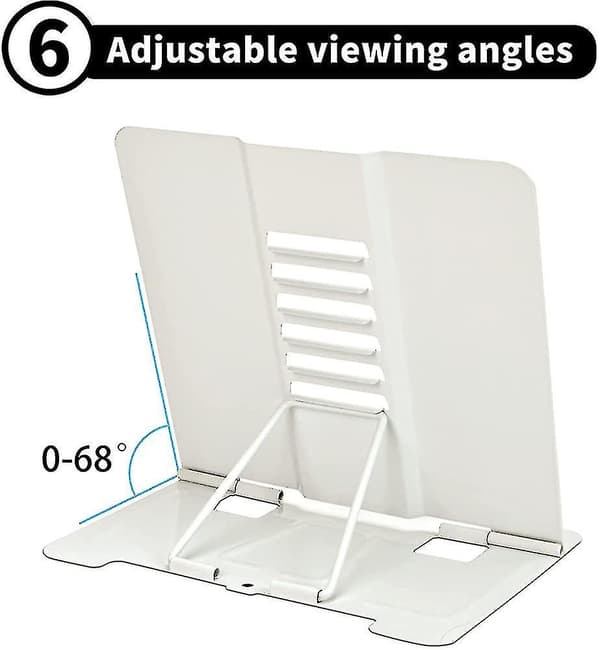 Metal læsestativ, bogstøtter bogstativ, foldbar kogebogsstander, 6 niveauer