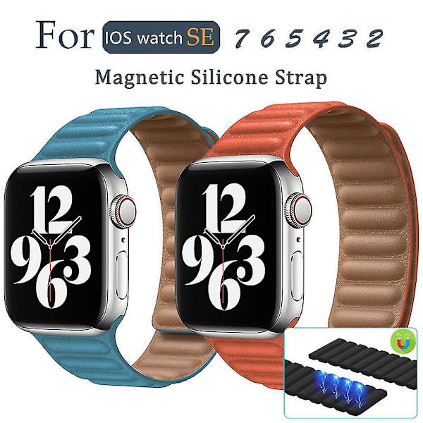 Magnetisk læderrem til IOS Watch Series, 42/44/45mm (sort)