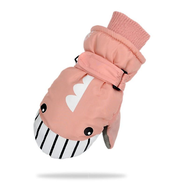 1 par barnvantar vinterhandskar småbarnsvantar, skidpojke snöflicka vattentät Pink