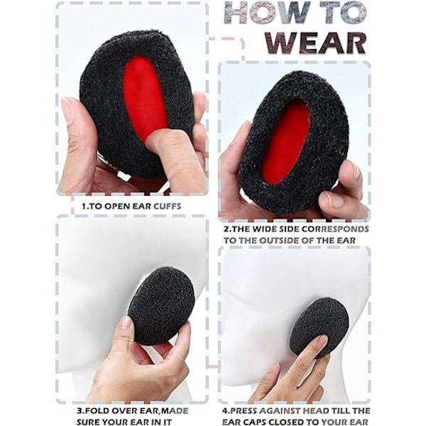 Pairs No-Band Thicken Fleece Earmuffs för vintern, Cold Weather Earmuffs för kvinnor