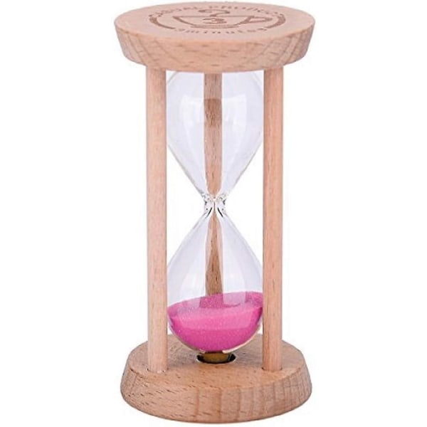 Mini Sand Timer - Træ Timeglas Timer Træ Maling Værktøj Til Hjem Og Restaurant 3 Minutter Pink