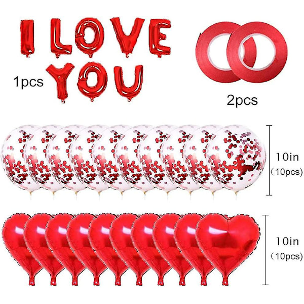 30-pack med \"I Love You\"-ballonger, 10-tums konfettiballonger i latex och folieballonger i hjärtform Rose Gold