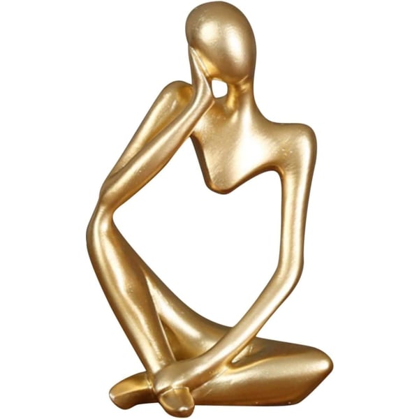 Tænkeren Statue, Resin Tænker Abstrakt Skulptur Statue Moderne Karakter Figurer Hjem Indretning Kontor Skrivebord Ornament, Guld 1