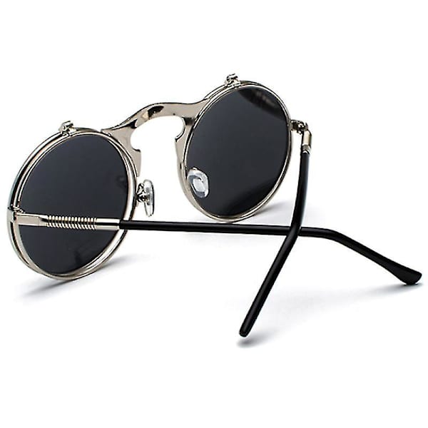 Miesten unisex-aurinkolasit, käännettävät linssit, pyöreät silmälasit Silver Frame White Lenses