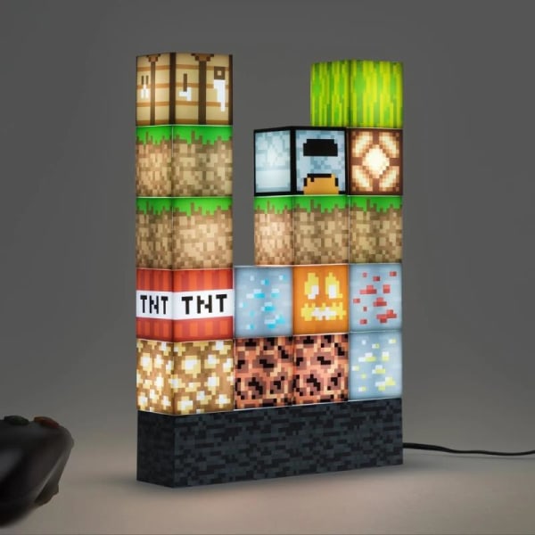 Fyrkantig byggstenslampa minecraft DIY kreativ roman skarvningslampa