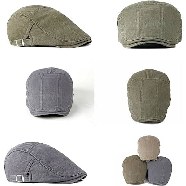Herre Flade Kasketter, Dame Vintage Baret Bomulds Kasket, Peaky Newsboy Irske Huer, Justerbar Flade Kasket, Grå
