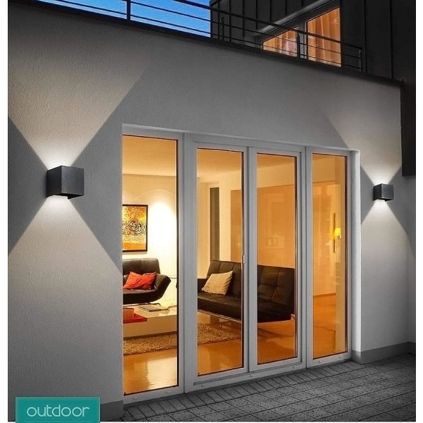 12W modern LED-vägglampa/utomhusvägglampa, vattentät justerbar strålvinkel, aluminiumhölje svart-4000K