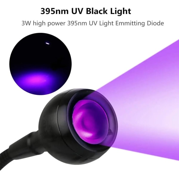 Neglegel hærdende lampe 395nm UV harpiks lampe LED UV lampe mini negle tørrer sort lys kontant medicinsk detektor