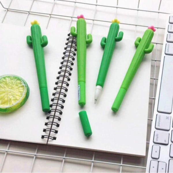4st Cactus Shape Neutral Pen Söt Rollerball Pen 0,5 mm Black Ink Gel Pens Snygg och populär