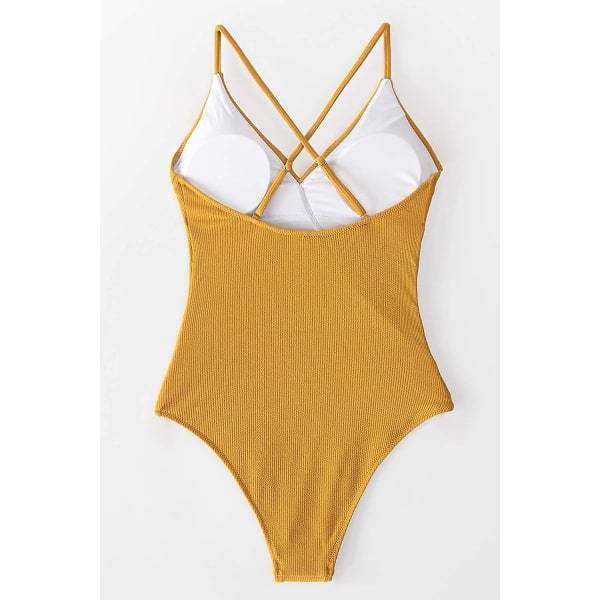 Kvinners One Piece Badedrakt Ruffle Wrap Teksturert Strandbadetøy Badedrakter Yellow XL