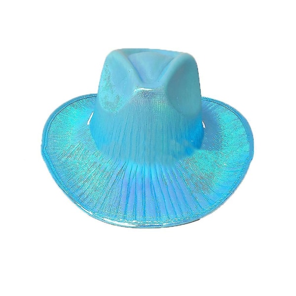 Rave Party Cowboy Hat, Perlemor Cowboy Hat, Stor Bremskjerm Western Hat Blue