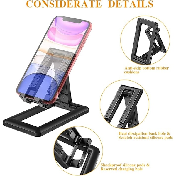 Rosa Mobilhållare, Bordsställ för Mobiltelefon Justerbar Smartphonehållare PC Docka för iPhone 13 Pro/13/12 Pro Max, iPhone 11, Se, XR,