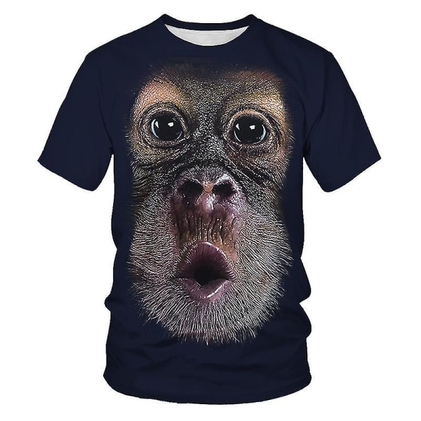 Trend Monkey Orangutang Herr T-shirt 3D Digitaltryckning Kortärmad Topp Storlek L