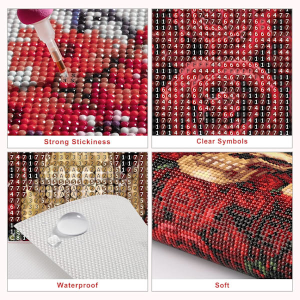 Full Diamond Embroidery Kit med Skull, 5D Diamond Painting Roses, 5D Diamond Painting Skull Halloween Full 30x40 CM