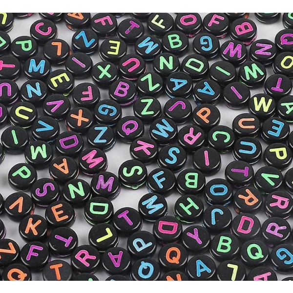 Gjør-det-selv-bokstavrunde 4*7mm farge Akrylbokstavperler for barn 16