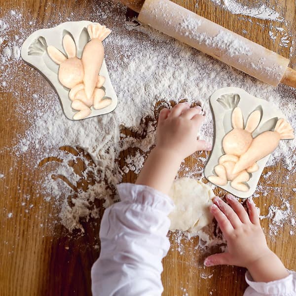 3 stk påsketema silikon kake sjokolade bakeformer bakeverktøy (grå)