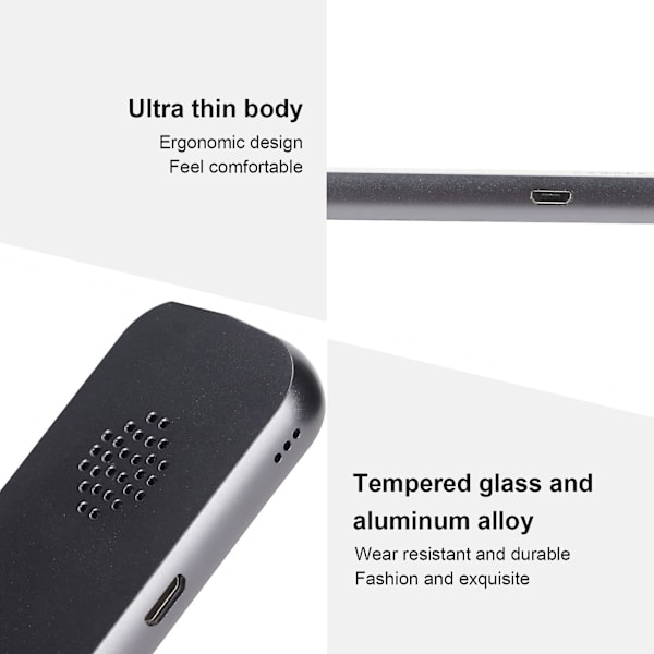 Tovejs stemmefotooversætter, Bluetooth 4.2 realtids oversættelsesenhed, 70 sprog ultratynd lommeoversætter Black
