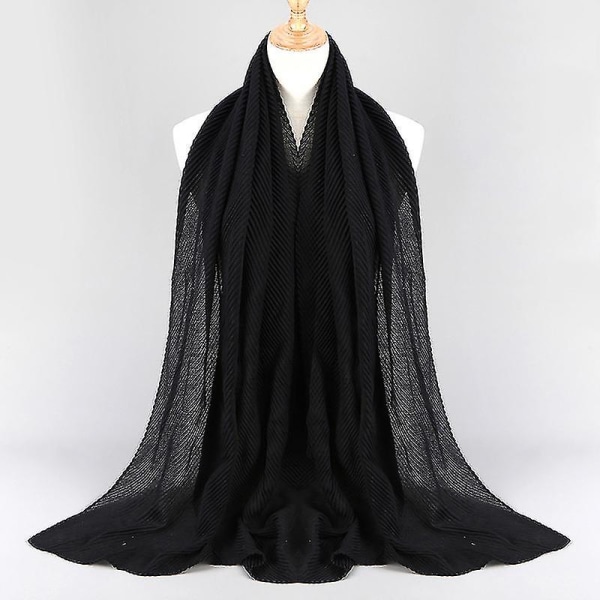 Ny mote twill preget skjerf, bomull og lin hodeplagg, dame hodeplagg, skjerf black