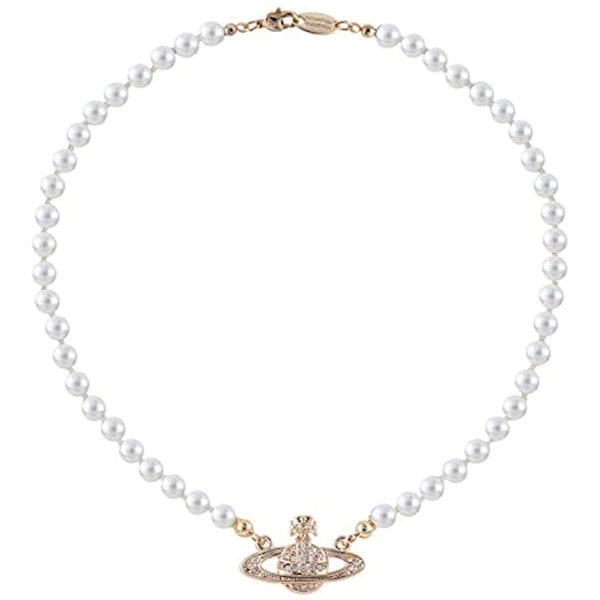 Rhinestone Faux Planet Saturn Perle Halskæde Til Kvinder Smykker, Falsk Perle Krave Vedhæng En Halskæde Mænd