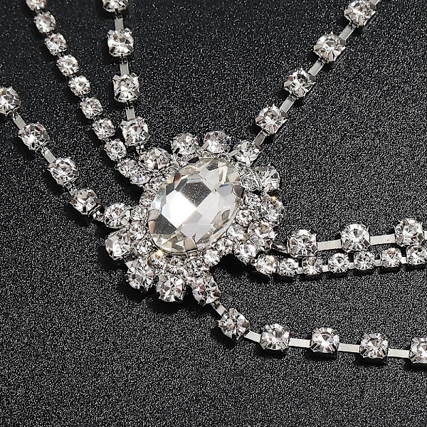 Naisten pääketju Hopeinen Rhinestone Crystal Bridal Head Chain Häähiuskoru Puku Korut Pääpanta