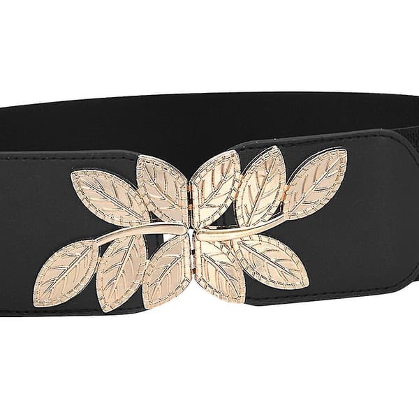 Damer Mode Vild Bred Talje Elastisk Stretch Kjole Talje Bælte Spænde Bånd Black
