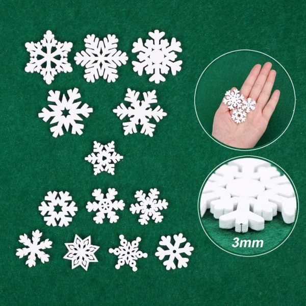 100 st Snowflake Juldekorationer Hängande prydnader Julgran Fönsterdekor Bröllop DIY Hantverk - Vit