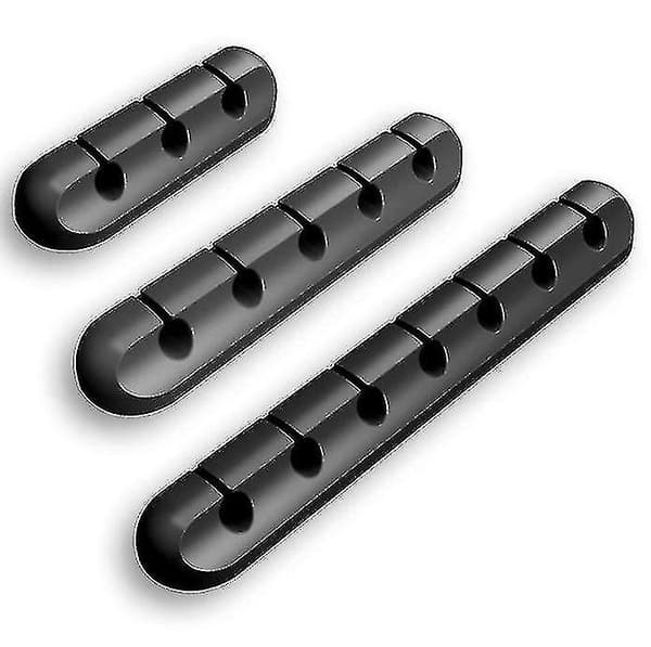 3 stk. skrivebords USB-datakabel-organisatorclips Black